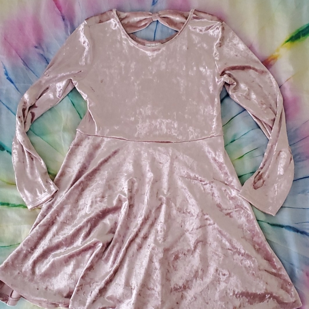 Long sleeve crushed velvet dress